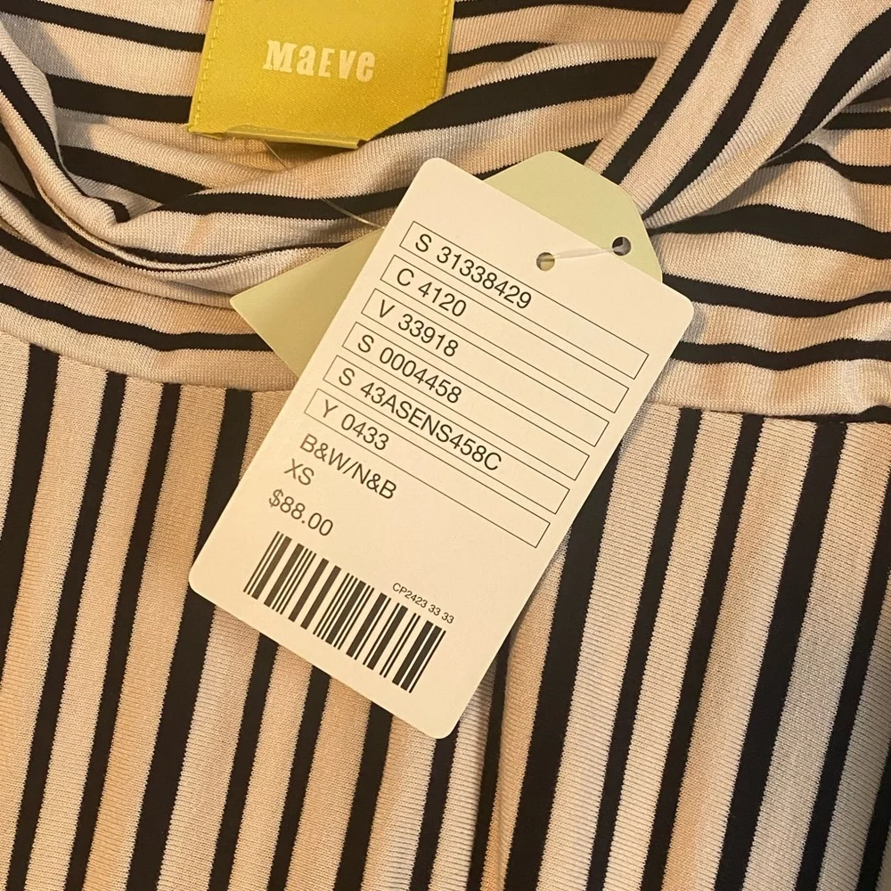 NWT Anthropologie Maeve Black and White Striped Maxi Skirt, XS - Picture 2 of 6